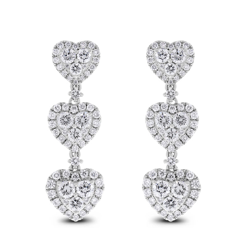Lilly of Hearts Earrings (2.80 ct Diamonds) in White Gold