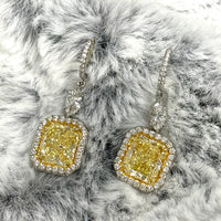 Exuberance Earrings (8.47 ct Radiant Fancy Yellow Internally Flawless GIA Diamonds) in Platinum