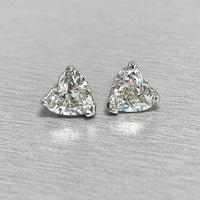 Heart Shape Solitaire Diamond Studs (2.00 ct HS GSI1 GIA Diamonds) in White Gold