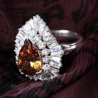 Chocolate Shield Diamond Ring (3.21 ct Pear Fancy Brown Diamond) in White Gold