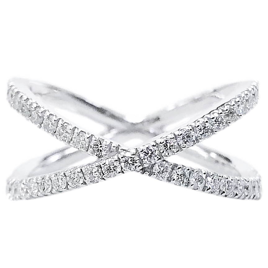 Everyday Criss Cross Ring 0.50 ct Diamonds in White Gold