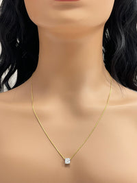 Cushion GIA certified 1.00 ct HVS2 Solitaire Pendant in Adjustable Gold Wheat Chain