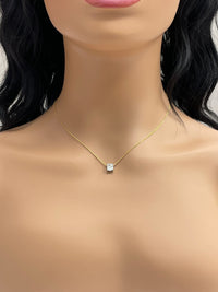 Cushion GIA certified 1.00 ct HVS2 Solitaire Pendant in Adjustable Gold Wheat Chain