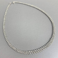 Graduated Angular Round Diamond Tennis Necklace (23.96 ct Diamonds) in White Gold