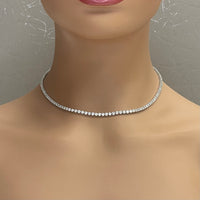 Tennis Necklace (10.02 ct GH VVS-VS Diamonds) in 18K White Gold