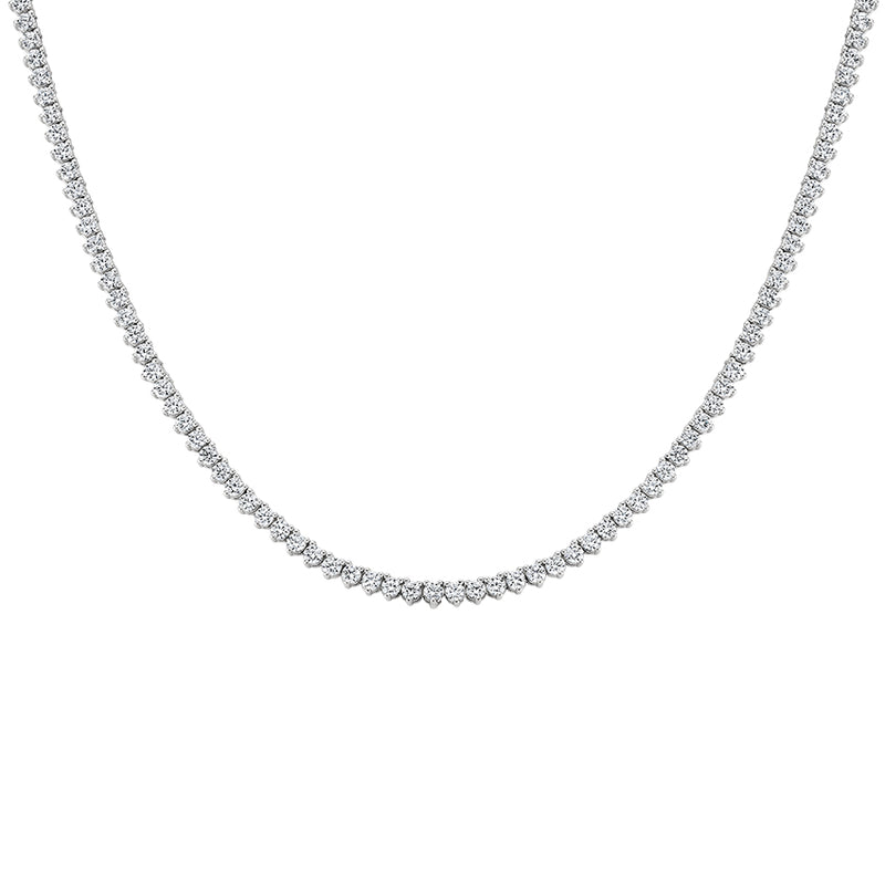 Tennis Necklace (13.01 ct GH VVS-VS Diamonds) in 18K White Gold