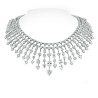 Hearts Necklace & Earrings Suite (58.44 ct Diamonds) in White Gold