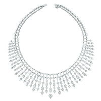 Hearts Necklace & Earrings Suite (58.44 ct Diamonds) in White Gold