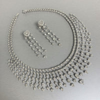 Hearts Necklace & Earrings Suite (58.44 ct Diamonds) in White Gold