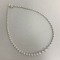 Graduated Space Riviera Tennis Necklace (14.76 ct Diamonds) in Platinum