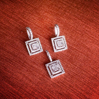 Gatsby Diamond Earrings & Pendant Set (3.89 ct Diamonds) in White Gold