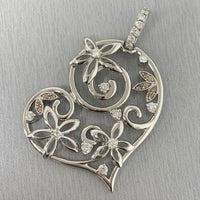 Bloom Heart Pendant (0.85 ct Diamonds) in White Gold