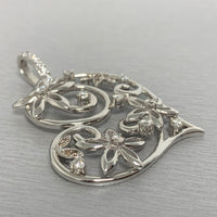 Bloom Heart Pendant (0.85 ct Diamonds) in White Gold