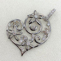 Bloom Heart Pendant (0.85 ct Diamonds) in White Gold