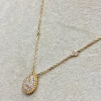 Pear Drop Mini Pendant Necklace (0.55 ct Diamonds) in Yellow Gold