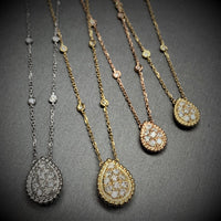 Pear Drop Mini Pendant Necklace (0.55 ct Diamonds) in Yellow Gold