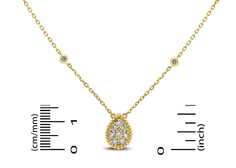 Pear Drop Mini Pendant Necklace (0.55 ct Diamonds) in Yellow Gold