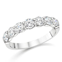 7 Stone Round Diamond Ring (1.12 ct Diamonds) in White Gold