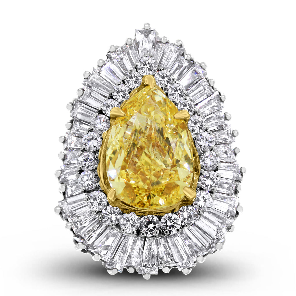Fancy Intense Yellow Diamond and Diamond Ring, Important Jewels, Jewelry