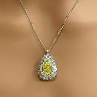 Vibrance Ring & Pendant (5.01 ct Pear Shape Fancy Intense Yellow SI1 GIA Diamond) in Platinum