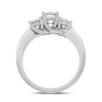 3 Stone Engagement Ring (1.10 Round ISI1 Diamond) in White Gold