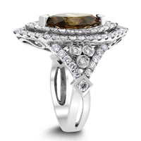 Beauvince Chocola Diamond Ring (2.44 ct Oval Fancy Dark Orangey Brown VS1 GIA Diamond) in White Gold