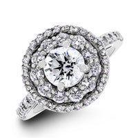 Ripples Engagement Ring Bridal Set (0.85 ct Round FSI3 EGLUSA Diamond) in White Gold