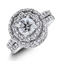 Ripples Engagement Ring Bridal Set (0.85 ct Round FSI3 EGLUSA Diamond) in White Gold