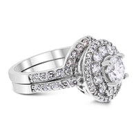 Ripples Engagement Ring Bridal Set (0.85 ct Round FSI3 EGLUSA Diamond) in White Gold