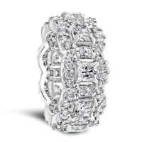 Cushion Cut Halo Eternity Band (3.49 ct Diamonds) in White Gold