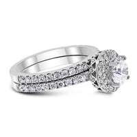 Promises Engagement Ring Bridal Set (1.01 ct Round KSI3 EGLUSA Diamond) in White Gold