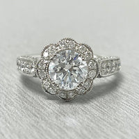 Blossoms Engagement Ring (1.21 ct Round GSI2 EGLUSA Diamond) in White Gold