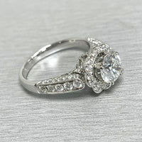 Blossoms Engagement Ring (1.21 ct Round GSI2 EGLUSA Diamond) in White Gold