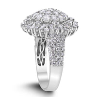 Sun Burst Diamond Ring (2.57 ct Diamonds) in White Gold