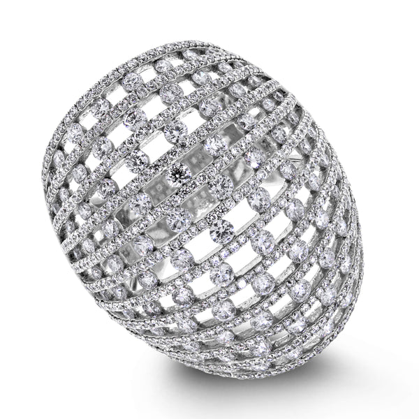 Honeycomb Diamond Ring (2.98 ct Diamonds) in White Gold