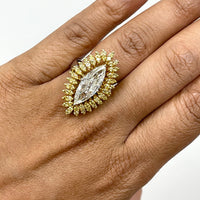 Marquise Diamond Halo Ring (3.75 ct Diamonds) in Gold
