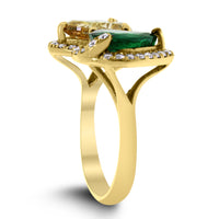 Beauvince 2 Way Peek a Boo Ring (3.88 ct Emeralds & Diamonds) in Yellow Gold