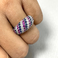 Beauvince Cynthia Diamond & Gemstone Band (2.52 ct Gemstones) in White Gold