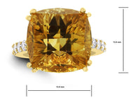 Pot of Gold Citrine Ring (13.44 ct Citrine & Diamonds) in Yellow Gold