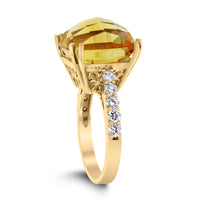 Pot of Gold Citrine Ring (13.44 ct Citrine & Diamonds) in Yellow Gold