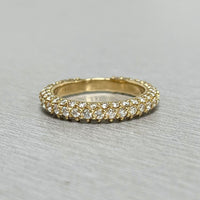 Triple Row Almost Eternity Pave Ring (1.03 ct Diamonds) in Yellow Gold