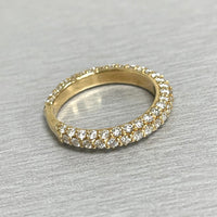 Triple Row Almost Eternity Pave Ring (1.03 ct Diamonds) in Yellow Gold