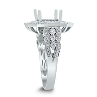 Vanessa Engagement Setting for a 2.00 ct Princess (1.00 ct Diamonds) in White Gold