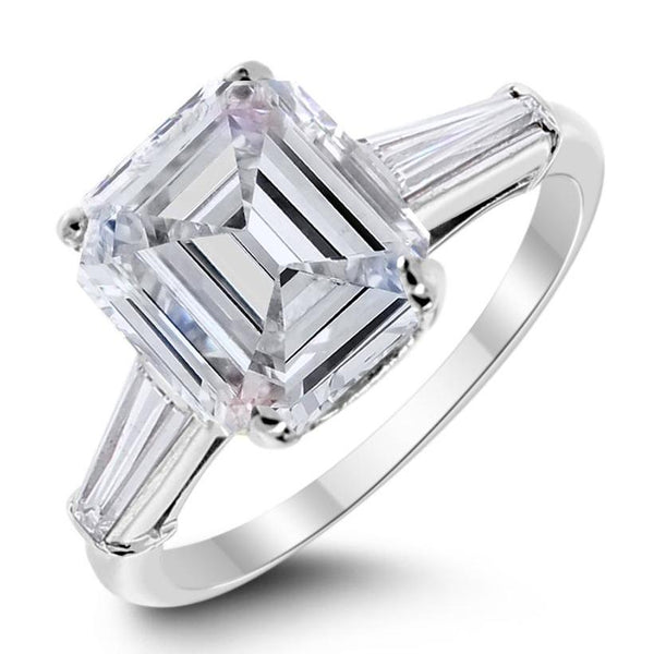 Lusture Engagement Ring (3.08 ct Emerald Cut KSI1 GIA Diamond) in Platinum