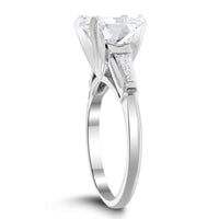Cushion & Baguettes Engagement Ring (2.10 Cushion GVS1 GIA Diamond) in Platinum