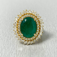 Shanaya Emerald & Diamond Cocktail Ring (8.40 ct Emerald) in Gold