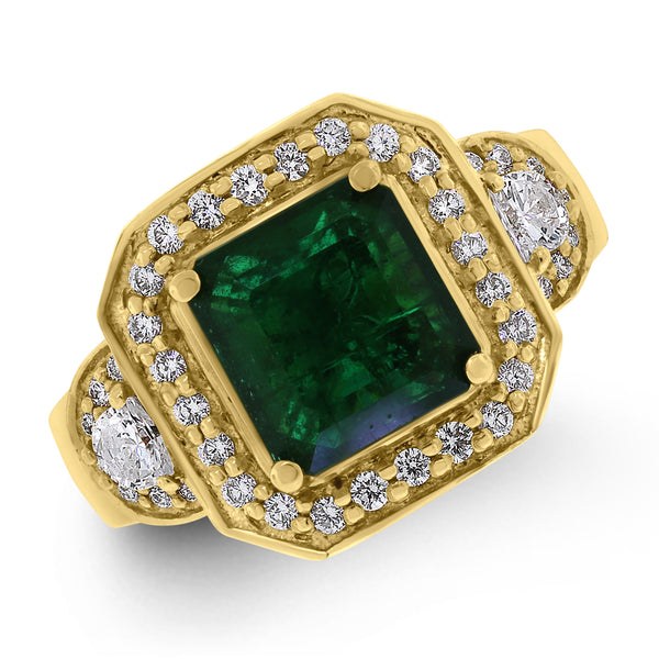 Emma Emerald & Diamond Ring (2.72 cts Emerald & Diamonds) in Gold