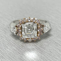 Beauvince Iraa Engagement Ring (1.70 ct Asscher Cut HVVS1 GIA Diamond) in Rose Gold & Platinum