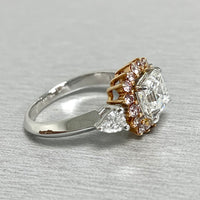 Beauvince Iraa Engagement Ring (1.70 ct Asscher Cut HVVS1 GIA Diamond) in Rose Gold & Platinum