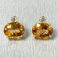 Imperial Topaz & Diamond Earrings in 18K Yellow Gold